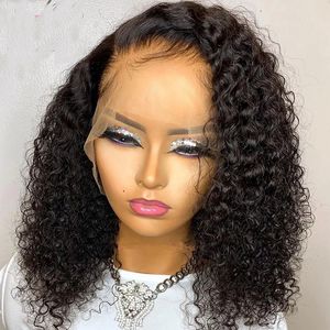Lace Wigs Short Bob Kinky Curly Front Synthetic voor vrouwen met babyhaar Natuurlijke haarlijn Hoge temperatuur