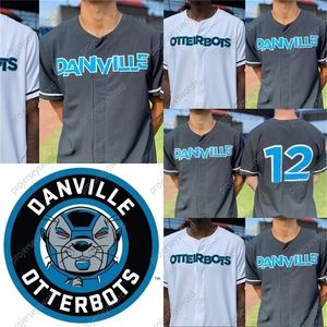 GlnMit 2021 Danville Otterbots Minor League Baseball Jersey Custom qualquer nome Nome All Stitched White Dark Gray S-xxxl