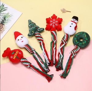 Christmas Dog Toys Stuffed Plush Toys for Small Medium Puppy Rope Chew Toys for New Year Gifts Interactive Toy for Cleaning Teeth