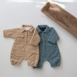 Rompers 0-24m Baby Girls Boys Romper Warm Autumn Long Sleeve Thicekning Jumpsuits Winter Clothing Outfits 220919