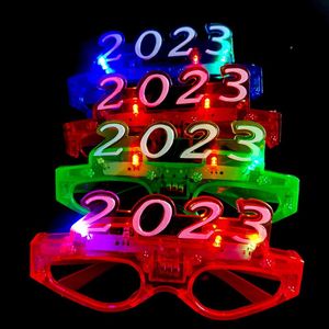 Giocattoli a LED LED illuminato 2023 occhiali luminosi occhiali lampeggianti per occhiali rave ombretti per otturatore occhio occhio per il nuovo anno per bambini adulti dimensioni