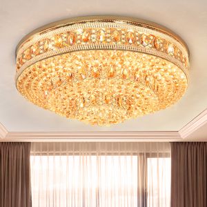 LED Crystal Ceiling Lights Fixture Round Shining Ceiling Lamps American Luxury Surface Mounted Pendant Light Lustre with Remote Controller Diameter 80cm to 120cm