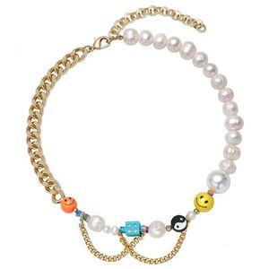 fashion necklace product happy go lucky smiling face chooker Y2K Yin Yang rainbow creative Cuba2860