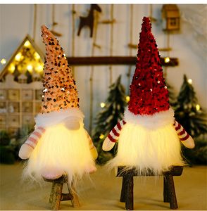 Christmas Gnome Plush Glowing Toys Home Xmas Decoration New Year Bling Toy Kids Gift Table Ornament