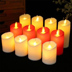 Ljus LED FLAMELESS 3PCS 6st Lights Battery Operated Plast Pillar Flicker Candle Light For Party Decor 220919