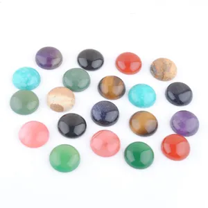 Pietre preziose naturali 20mm Cabochon rotondo CAB Perline con retro piatto Nessun foro per creazione di gioielli con bottone cammeo fai da te BU344