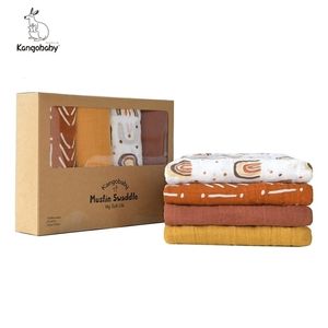 100% organisk bomulls andningsbar muslin swaddle filt 120 120 cm 4st presentförpackning 220816