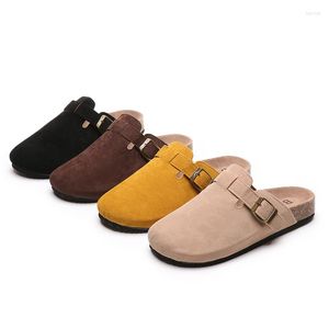 Slippers Women Causal Faux Suede Wedges Heel Cork Mules Platform Clog Non Slip Sole Buckle Outdoor Home Shoes Ladies Trendy 2022