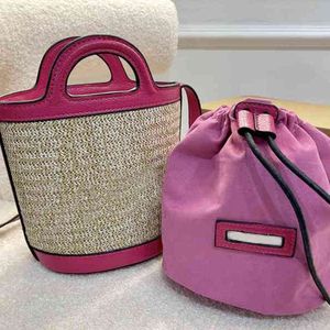 Totes Couro Casa Bolsa de palha Tote Summer Beach Bolsa ombro Crossbody carteira litoral litoral letras soletrar bolsas femininas 220416