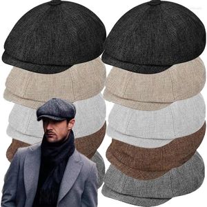 Berets Woll Sboy Caps für Männer Fischgrätenflach Gatsby Cap Woolen Driving Hats Vintage British Hut Winter Frühling Herbst