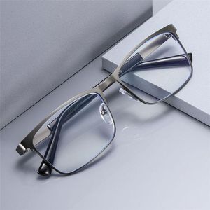 Sunglasses Stainless Steel Business Reading Glasses Men Women Urltra-light Rectangle Readers Presbyopic Optical 1.0- 4.0