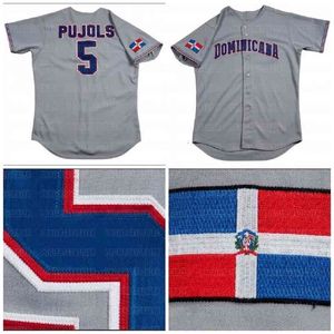 GLAC202 5 Альберт Пуджолс Игра выпустила Dominican Republic 2006 World Baseball Classic Road Custom Grey Jersey Fast Shipping