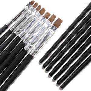 Nail Brushes 7 Piece Black Bar Manicure Brush Flat Tip Cleaner Dust Generator Acrylic UV Gel Varnish Extension Design Tool