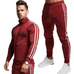 Herrsp￥r 2022 Vinterkl￤der 2 PC Sweatshirt Sweatpants Outwear Track Suit Men Casual Tracksuit dragkedja Fitness and Bodybuilding