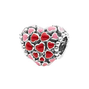 Red e Pink Hearts Charme Autêntico Jóias de Prata Sterling Acessórios com caixa original para colar de pulseira Pandora fazendo miçangas de miçangas