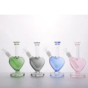 Retail H22cm Heart Shape Smoking Accessories Pink Glass Hookah/Colourful glass smoking bongs