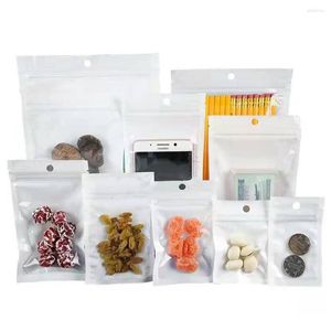 Storage Bags 100PCS Small White/Transparent Poly Packaging Bag Hang Hole Clear Plastic Package With Zipper Self Seal Pouches