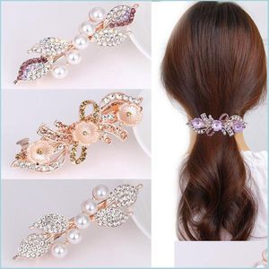 Fermagli per capelli Barrettes Strass Imitazione Perla Fermagli per capelli Fiocco Foglie Fiori Primavera Barrettes Donna Lady Hairpin Copricapo Fascino Ebreo Dhsps