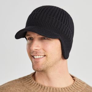 Outdoor Winter Knitted Men Hat Cycling Ear Protection Solid Color Warmth Peaked Cap Casual Sunhat