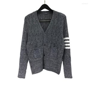 Men's Sweaters Men's Man's Retro Thick Winter Men Slim Fit V-Neck Cardigan Clothing Striped Wool Casual Coat 2022