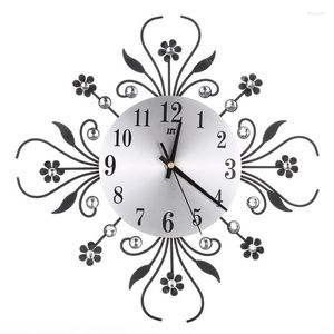 Wall Clocks Clock Flower Decorative Round Metal Living Room Decor Quiet Quartz Modern Minimalist ClocksWallWall