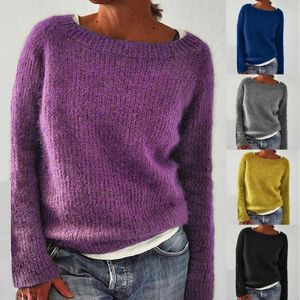 Kvinnors tröjor plus storlek stickad tröja pullover fast färg lösa kvinnor jumper damer grundläggande