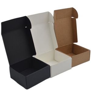 Hediye sargısı 50pcslot boş kraft el yapımı sabun kutusu beyaz karton kağıt mücevher düğün partisi lehine siyah zanaat hediyesi 220919