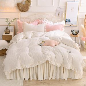 Set di biancheria da letto Super Soft Velvet Fleece Warm Cozy Bed Skirt Set Furry Princess Copripiumino Consolatore Copriletto Federa