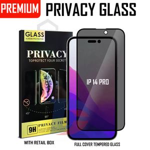 iPhone 14 13 12 11 Pro Xr XS Max 7 8 Plus Anti-Glare Anti-Spy Glass with Retail Boxクイックエキゾーストなしのバブル用のプレミアムプライバシーガラス電話スクリーンプロテクタープロテクター