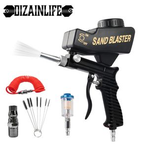 Spray Guns Adjustable Sandblasting 90 Psi Portable Sand Blaster Paint Machine Gravity Pneumatic Small Handheld Blasting Set 220919