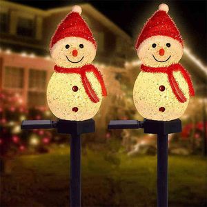 Weihnachtsdekorationen Weihnachtsdekorationen für Zuhause 2022 Solarlicht im Freien Weihnachtsmann Schneemann Outdoor-Landschaft Gartenlicht Weihnachtsdekorationen T220919