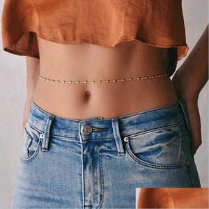 Belly Chains Fashion Summer Beach Body Jewelry for Women Necklace Belly Beads Chain Midje Guld Sier Bikini Chains C3 Drop Delivery DHDSU