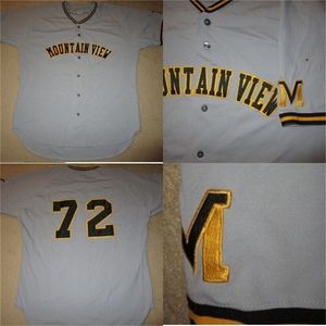 GlaMit Mountain View High School #72 Baseball Game Worn Jersey 100% Stitched Custom Baseball Jerseys Any Name & Number vintage