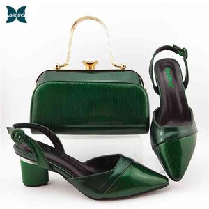 Letnie nowe nadchodzące włoskie design zielone kolory buty i torba aby dopasować się do zestawu Nigerian High Heels impreza z dojrzałym stylem e