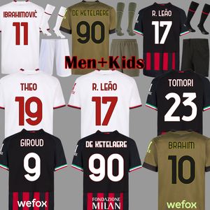 22 Tomori AC Soccer Jersey de Ketelaere Ibrahimovic Giroud Kessie Tonali Romagnoli Milans Jersey Calhanoglu Rebic Football Shirt Men Kids
