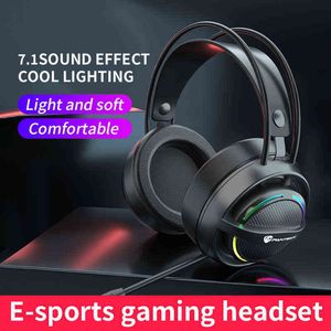 Headset Nya LED -spel hörlurar färgglada hörlurar stereo hörlurar med mikrofon som är lämplig för PC -bärbar dator -headset T220916