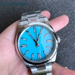 41mm Lüks Erkek Kadın Tasarımcı Saatler ETA 2824 Mekanik Otomatik Hareket İzle 904L Çelik Safir Pencere 200m Suya Dayanıklı Kol saatleri Tiffany Mavi