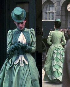 Mina Winona Ryder Victorian Evening Dresses Sage Pale green Bram Stoker's Dracula 1992s' Vintage Long Sleeve Gothic Prom Gown