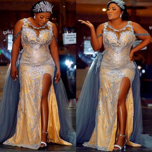 2022 ARABIC ASO EBI Silver Mermaid Sukienki Promowe cekinie