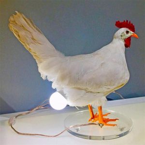 Objetos decorativos Estatuetas Chick Night Light Enfeites Taxidermy Chicken Eggs Lamp Creative Light Home Decor 