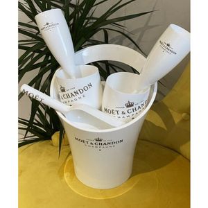 Bicchieri da champagne con secchiello per il ghiaccio, bicchieri refrigeranti in plastica bianca, set per feste