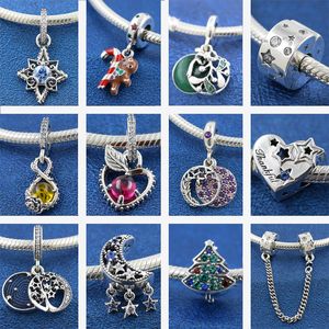 925 Silver Fit Pandora Charm 925 Bracelet Good Luck Horseshoe Dangle Santa Claus charms set Pendant DIY Fine Beads Jewelry