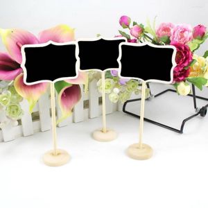 Party Decoration 5pcs Mini Wood Wood Chalkboard Blackboard på Stick Stand Place Card Holder Tabellnummer för bröllopshändelse