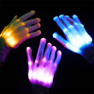 LED Gloves Party Neon Guantes Glowing Halloween Light Props Luminous Flashing Skull Stage Costume Christmas Supplies 220919