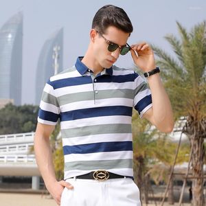 قميص Polos للرجال 2022 Summer Men Cotton Fashion بأكمام قصيرة من القمصان المخططة ذات الجودة العليا