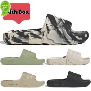 Sandálias superiores com caixa Adilette 22 Slide Beach Designer Sandals Men Shoppers Black Grey Magic Lime St Desert Sand osso