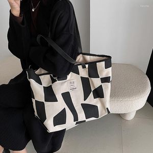 Evening Bags Women Canvas Shoulder Bag Shopping High Capacity Students Book Cotton Cloth Handbags Tote For Girls 2022 Casual