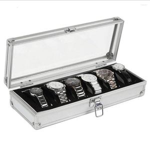 Watch Boxes Silver Aluminium 6/12 Grids Insert Slots Jewelry Watches Display Storage Box Case Decoration Holder