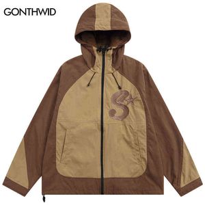 Jackets masculinos 2022 Men Jacked Jacked Fashion Windbreaker de Caminhões à prova d'água Campo de camping outono Casual Color Block Patchwork