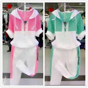 Frauen Zweiteilige Hosen 2 Set Sommer Schlank Mode Kurzarm Mit Kapuze Pullover Freizeit Sweat Anzug Für Frauen Trainingsanzug Kleidung 220916